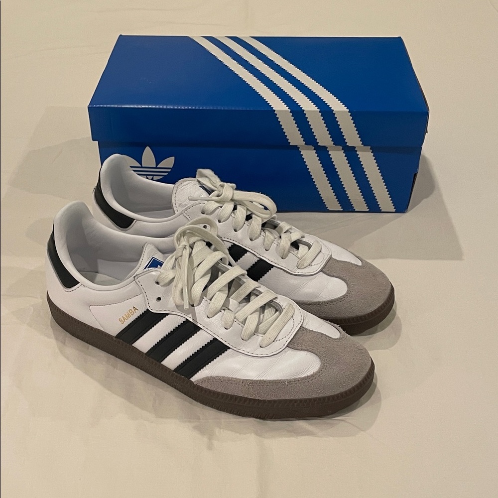 Adidas Samba White and Black Shoes with Durable Sole